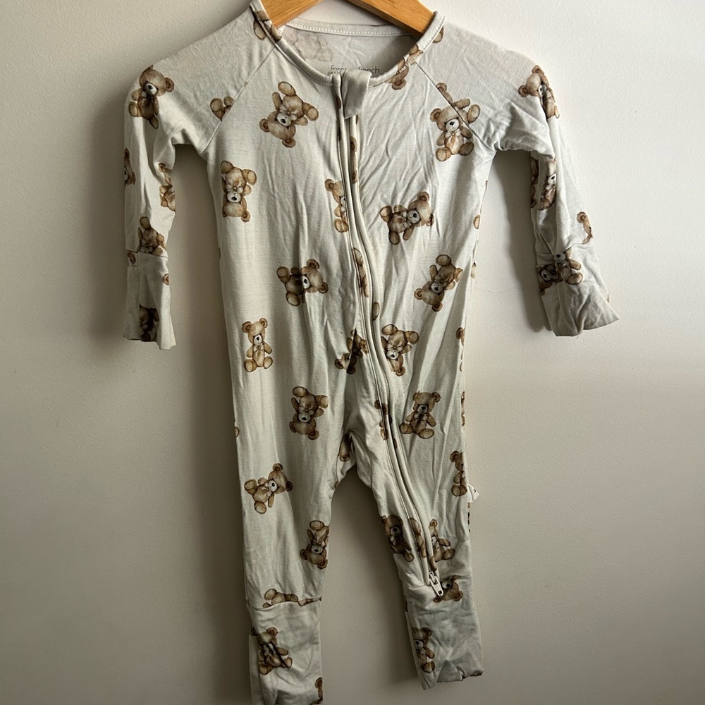 Cozy Bear Print Kids Pajama Footies